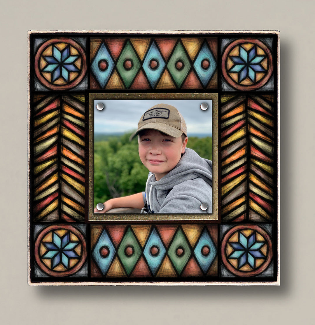 Small Magnetic Frame Brown Motif