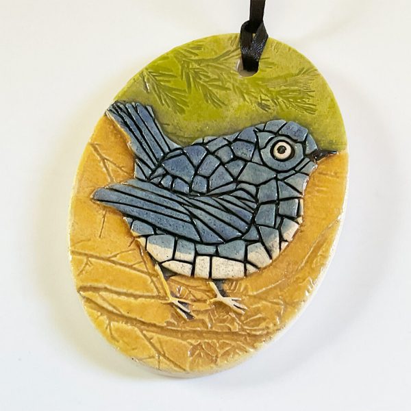 Pottery Ornament Blue Bird