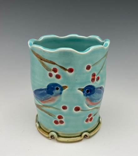 Bird Tumbler Vase Light Turquoise