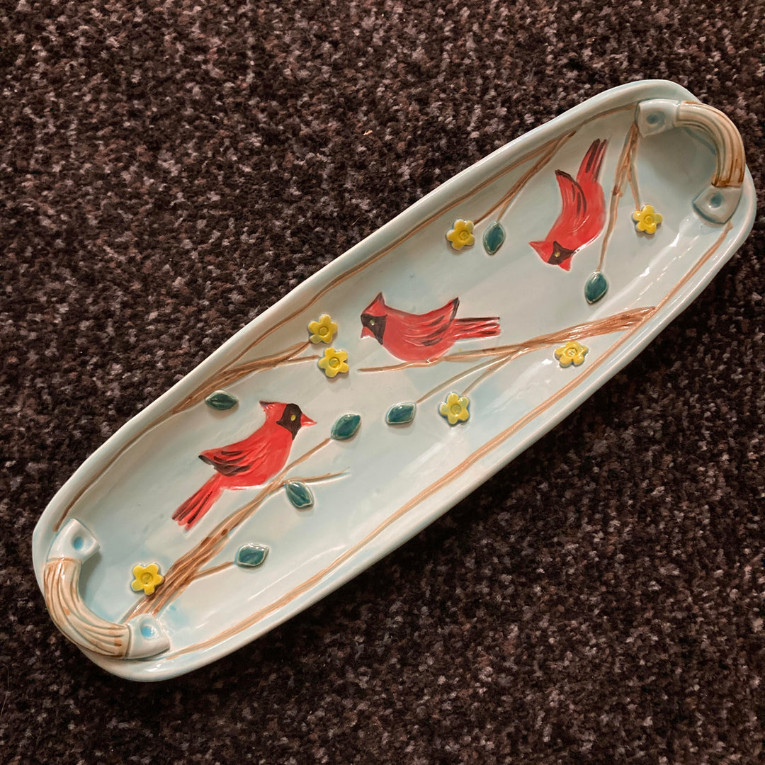 Long Cardinal Tray + Handles Light Turquoise