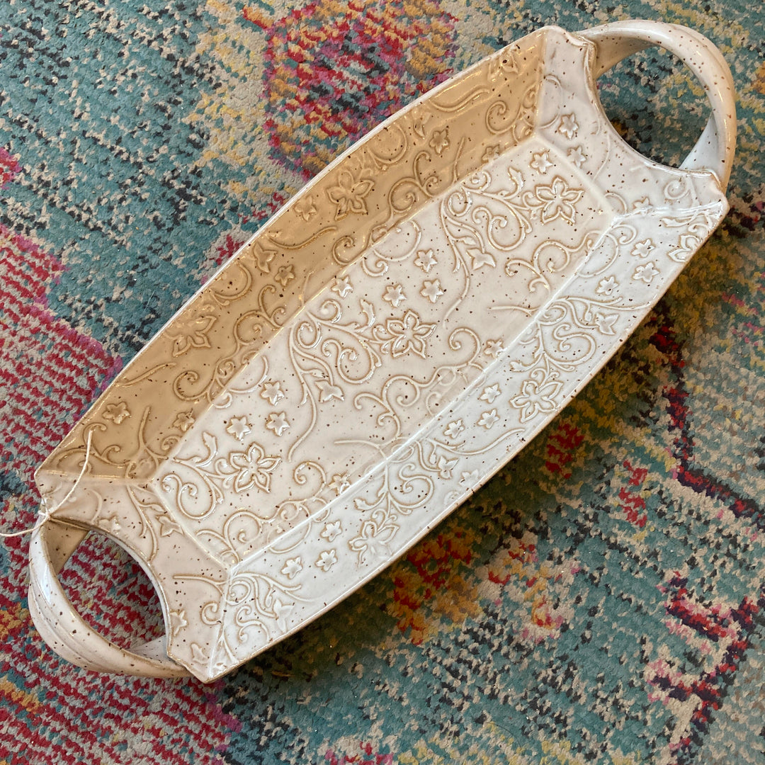 Floral Vine Curved Rectangle Tray Small