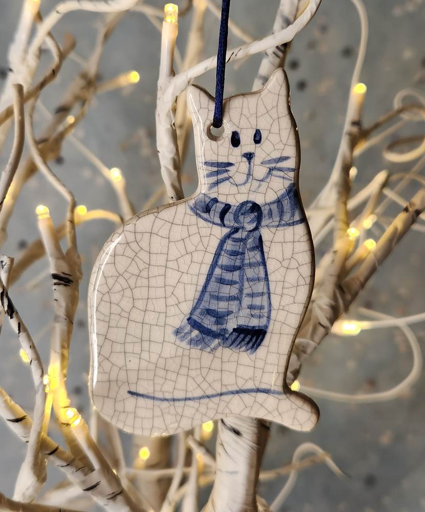 Cat + Scarf Ornament