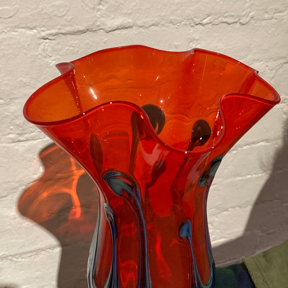 Lily Pad Vase Fluted Small Red