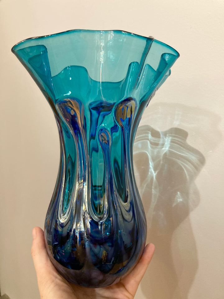 Lily Pad Vase Small Fluted Teal