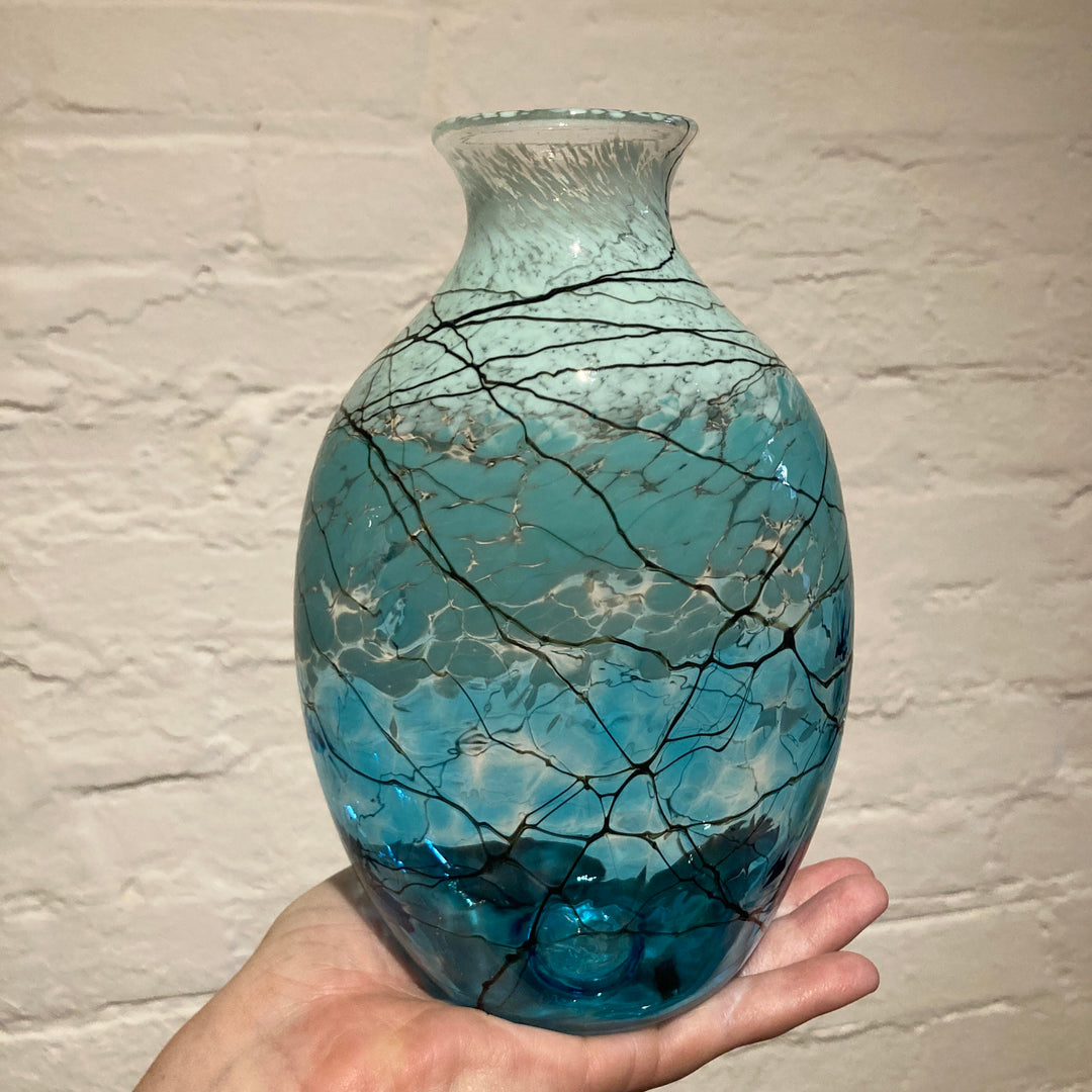 Flat Lightning Vase Aqua