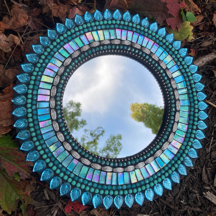 10" Mirror Aquamarine Leaf