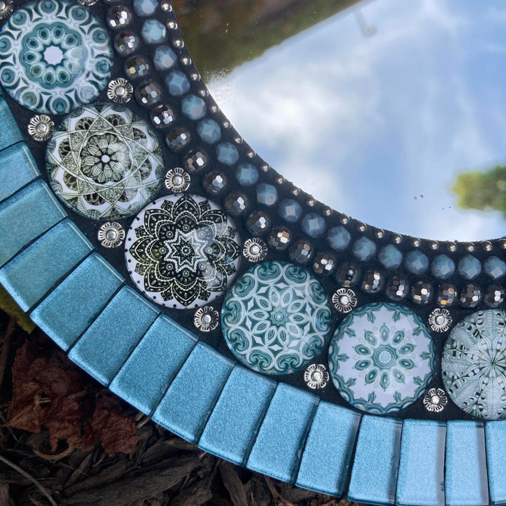 10" Mirror Ice Blue Mandala