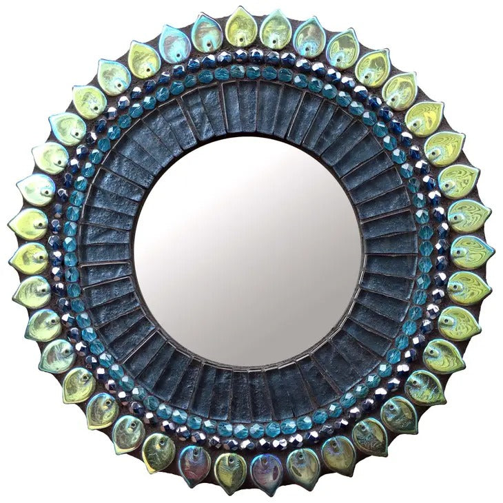 7" Mirror Denim Leaf