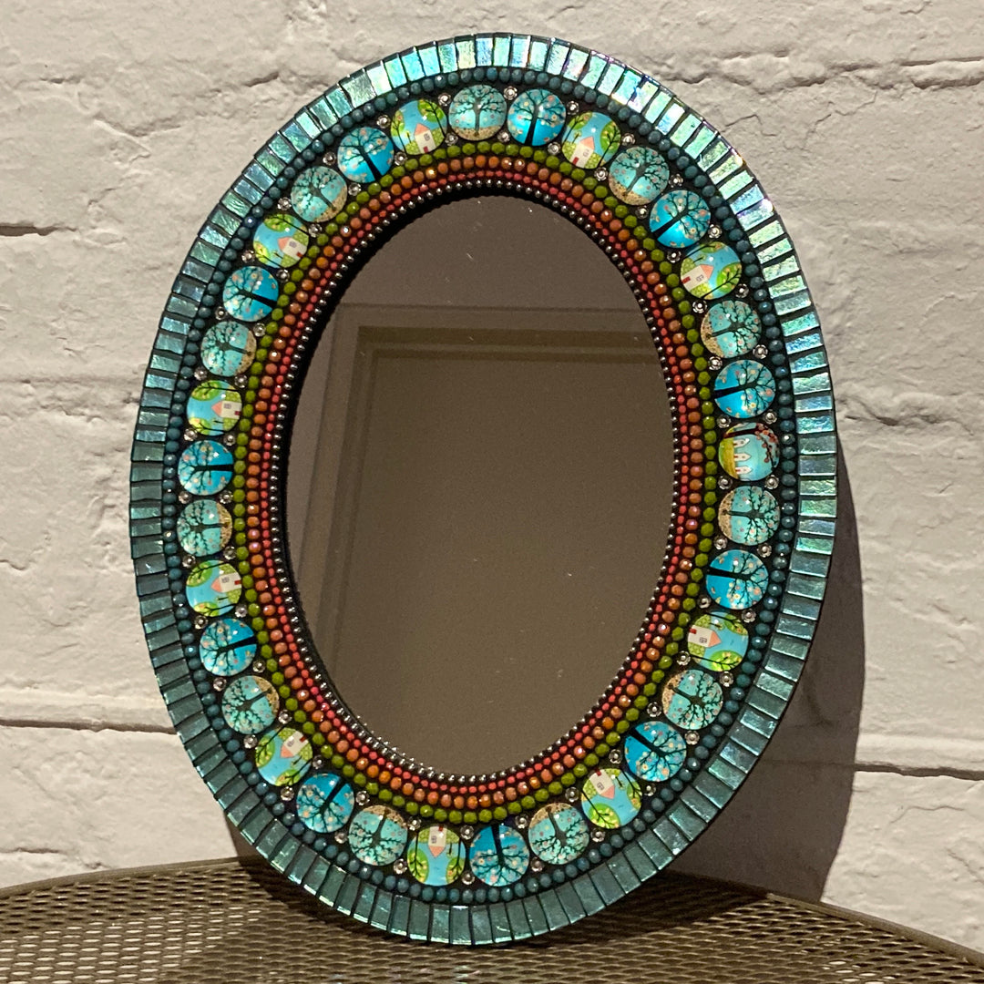 Oval Mirror Teal Grey Bodhi