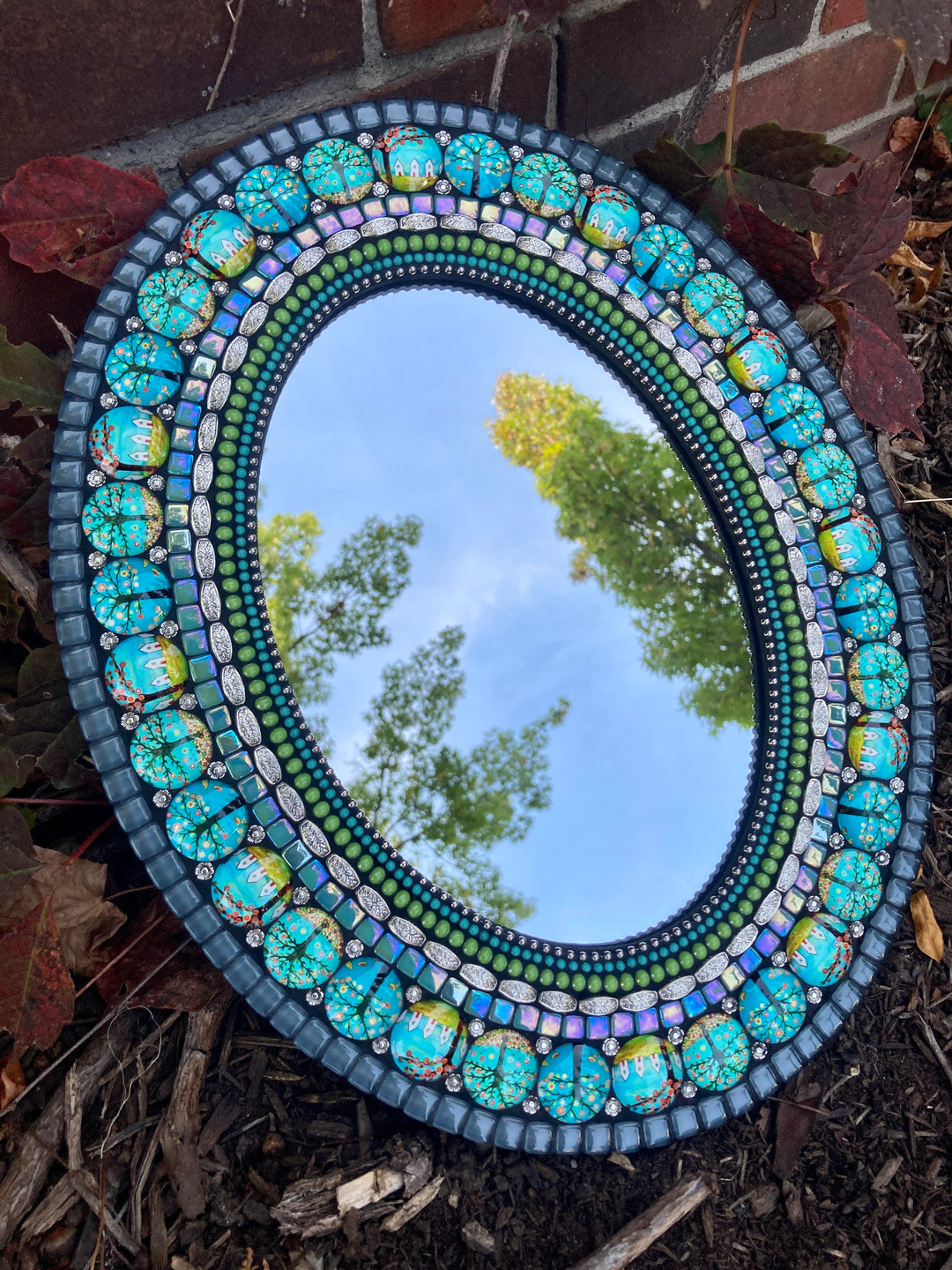 Oval Mirror Teal Grey Bodhi