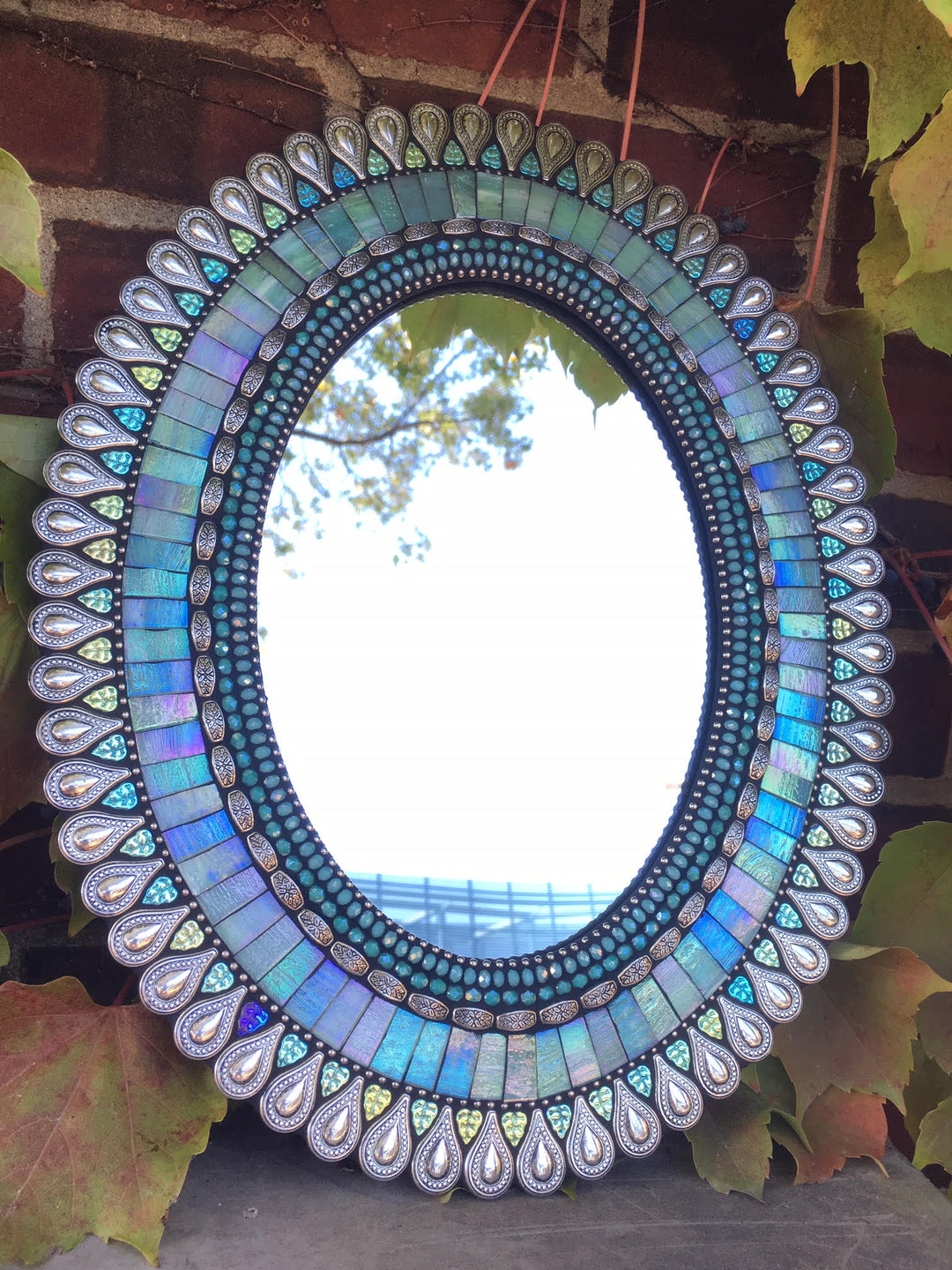 Oval Mirror Seafoam Drop