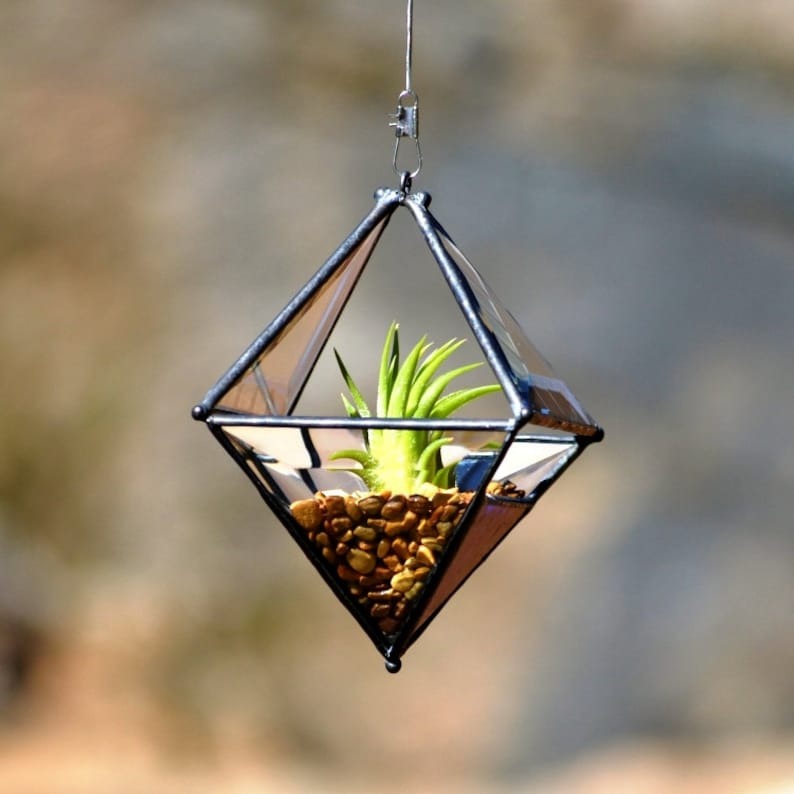 Hanging Pyramid Terrarium Blue