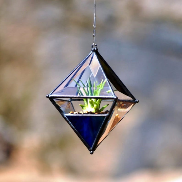 Hanging Pyramid Terrarium Blue