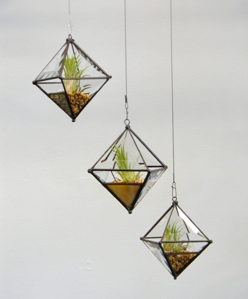 Hanging Pyramid Terrarium Gold