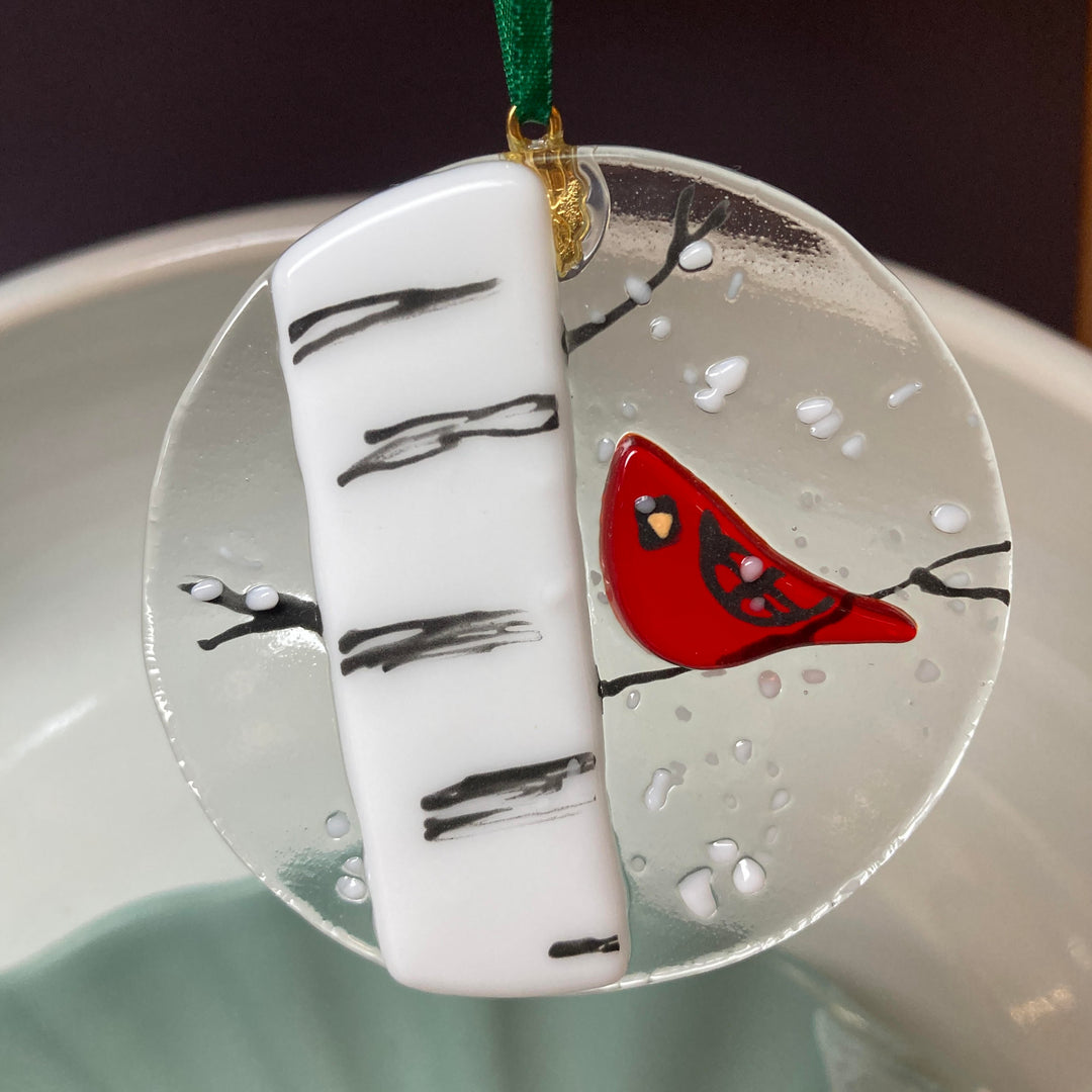 Cardinal On Branch Ornament