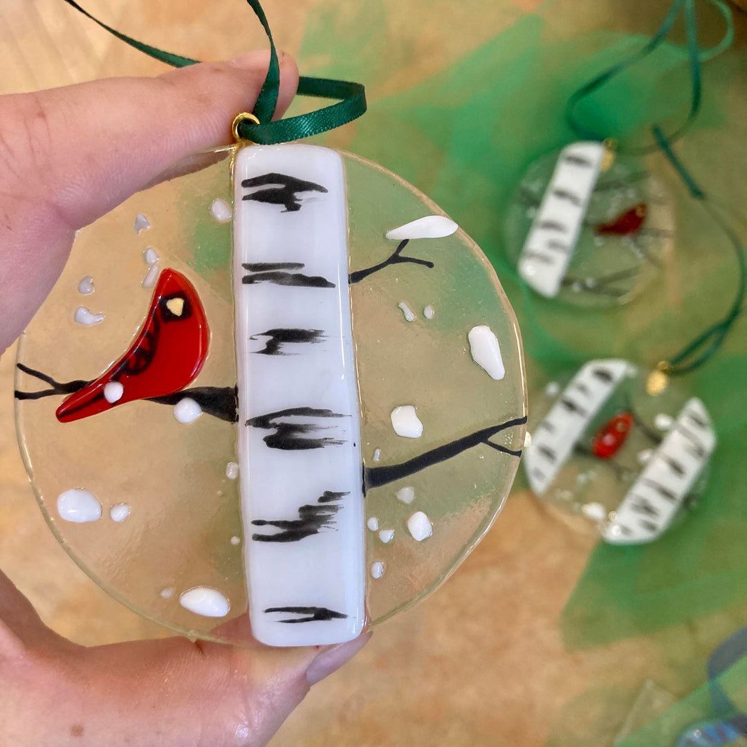 Cardinal On Branch Ornament