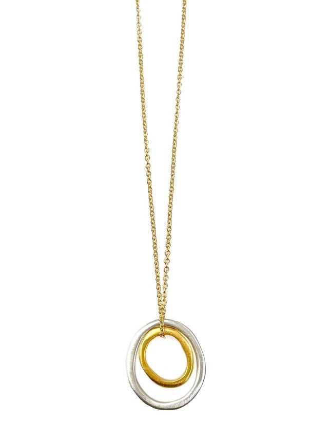 Two Small Oval Necklace Silver + Vermeil