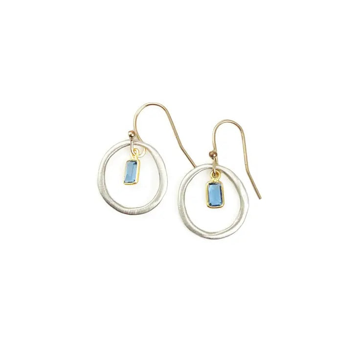 Circle + Blue Quartz Earrings Silver