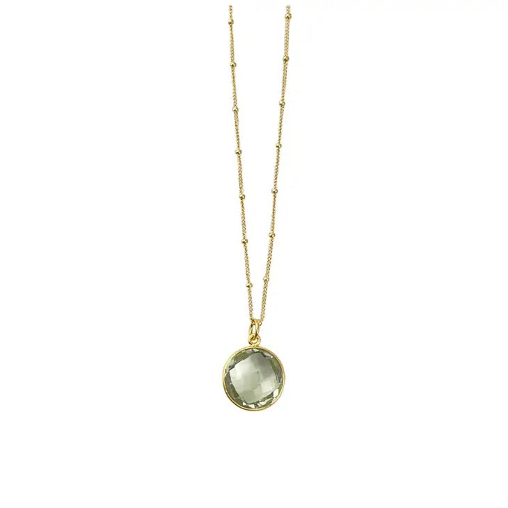 Round Green Amethyst Necklace Vermeil