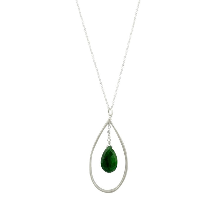 Drop Necklace Emerald + Silver