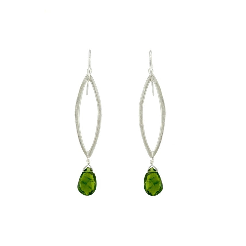 Drop Leaf Earrings Chrome Diopside Silver