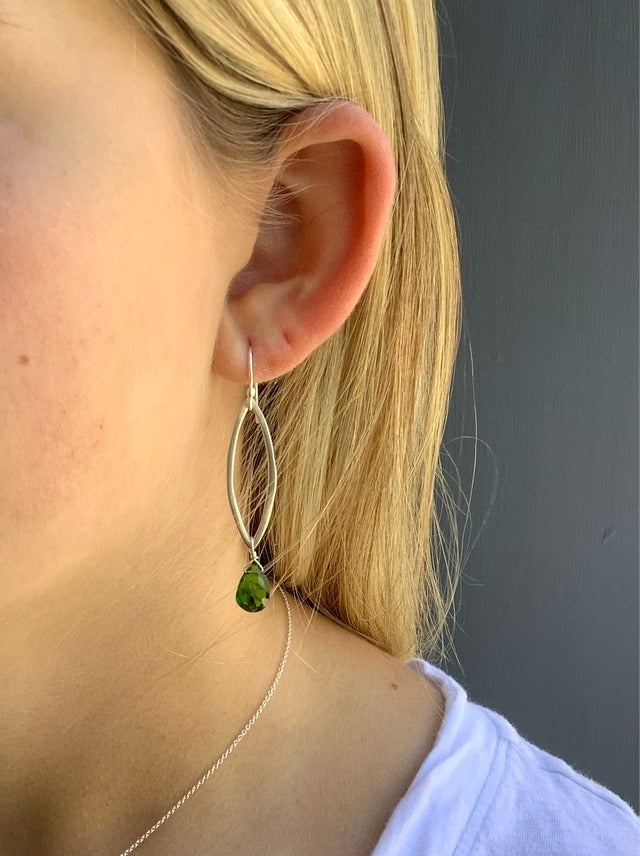 Drop Leaf Earrings Chrome Diopside Silver