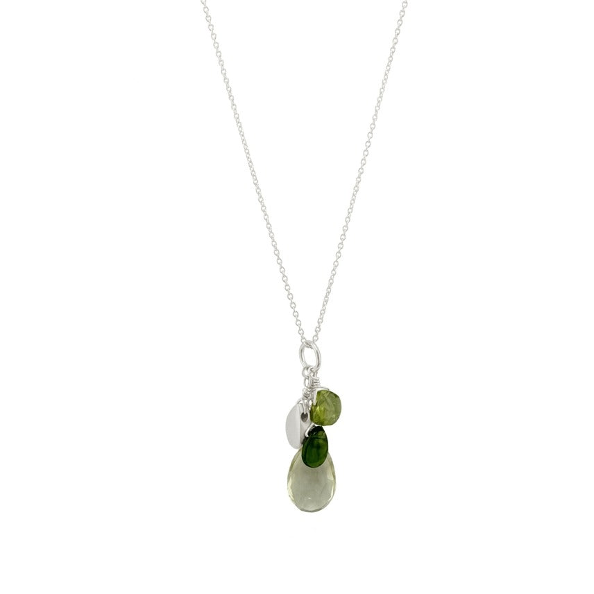 Drop Necklace Citrine, Peridot + Chrome Diopside Silver