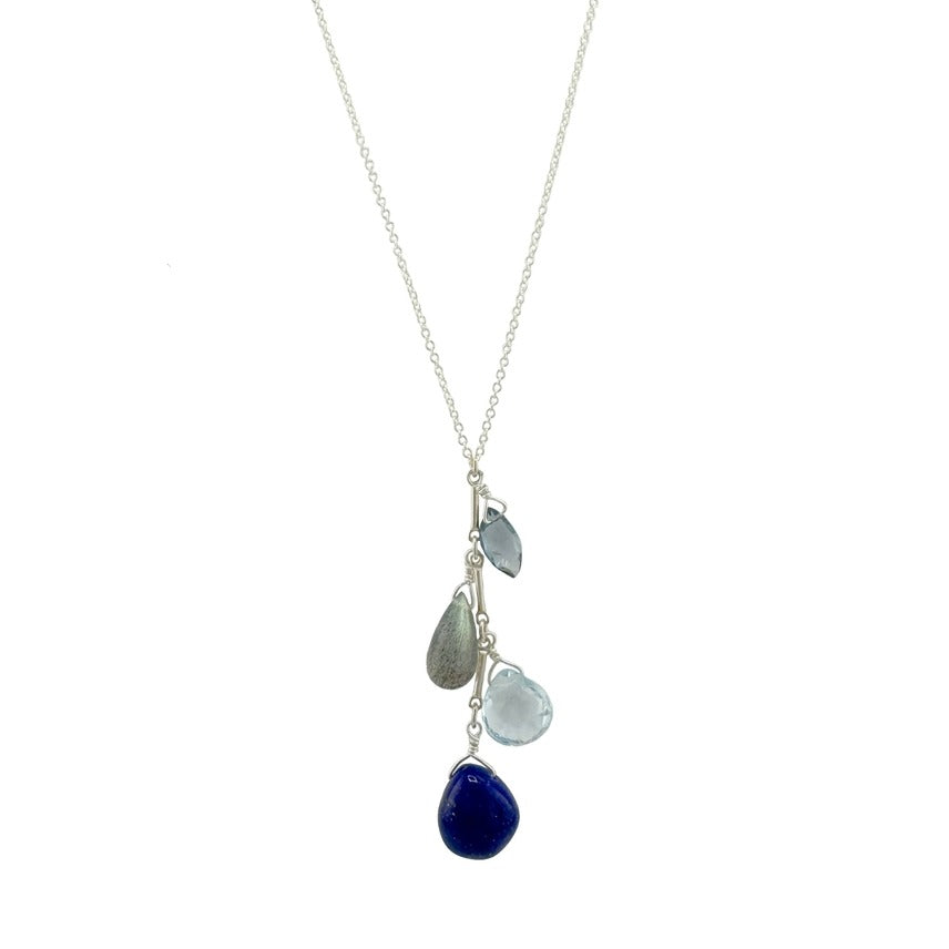 Drops Necklace Topaz, Lapis + Labradorite Silver