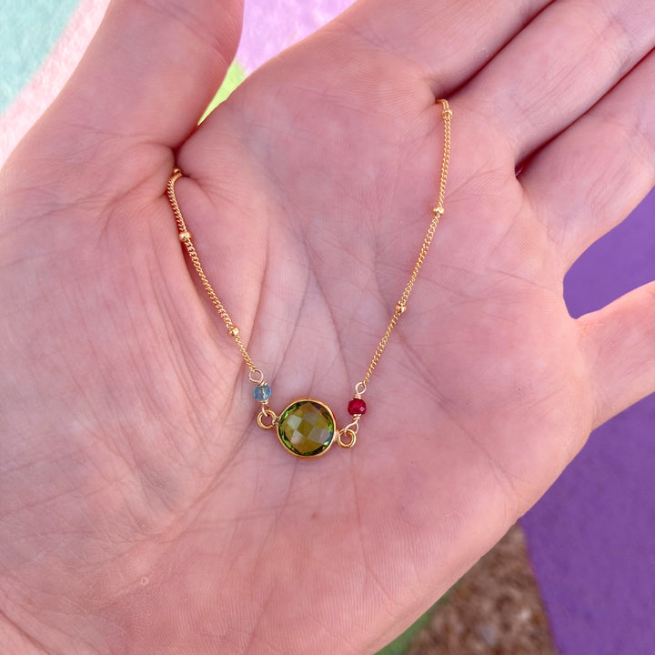 Erika Bezel Layering Necklace Peridot