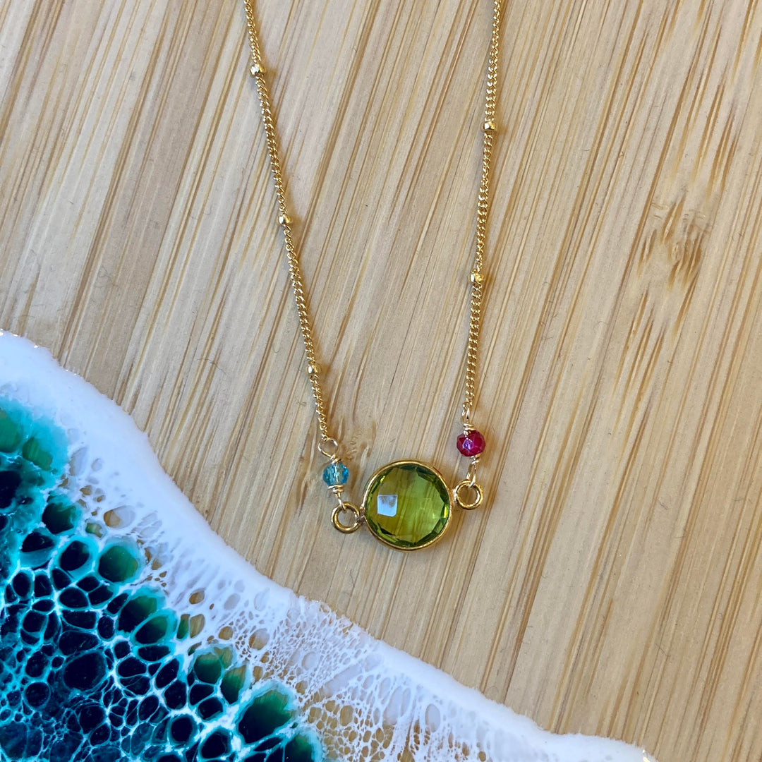 Erika Bezel Layering Necklace Peridot