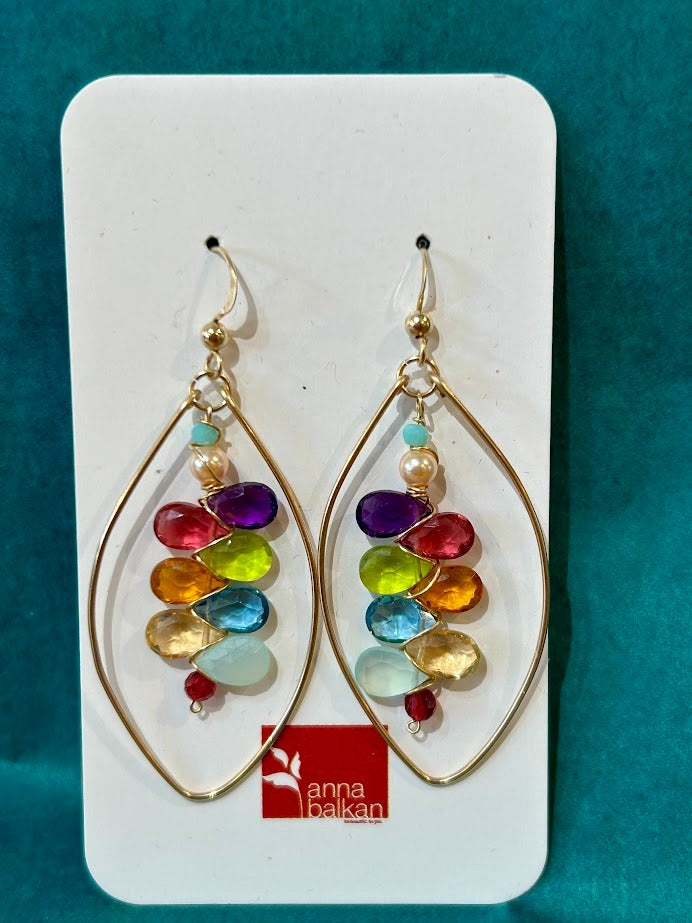 Hoops With Rainbow of Teardrops Earrings