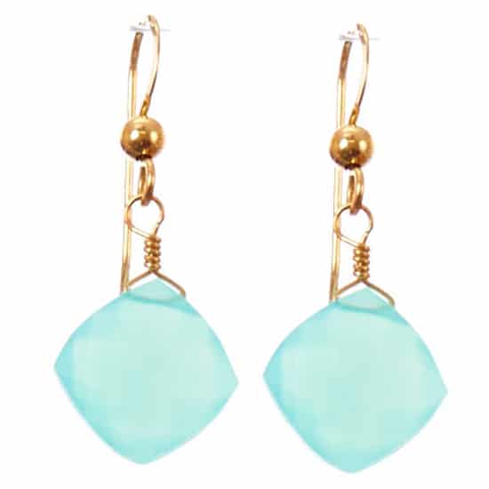 Earrings Gold + Aqua Chalcedony