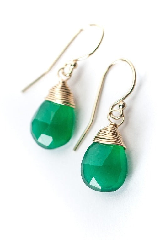 Briolette Earrings Green Onyx