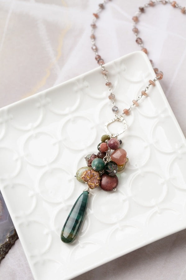 Promise Necklace Apatite, Czech Glass + Chocolate Moonstone