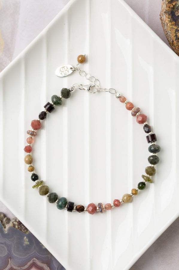 Promise Bracelet Czech Glass, Rainbow Jasper + Cyrstal