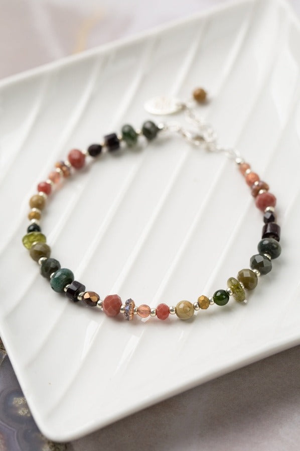 Promise Bracelet Czech Glass, Rainbow Jasper + Cyrstal