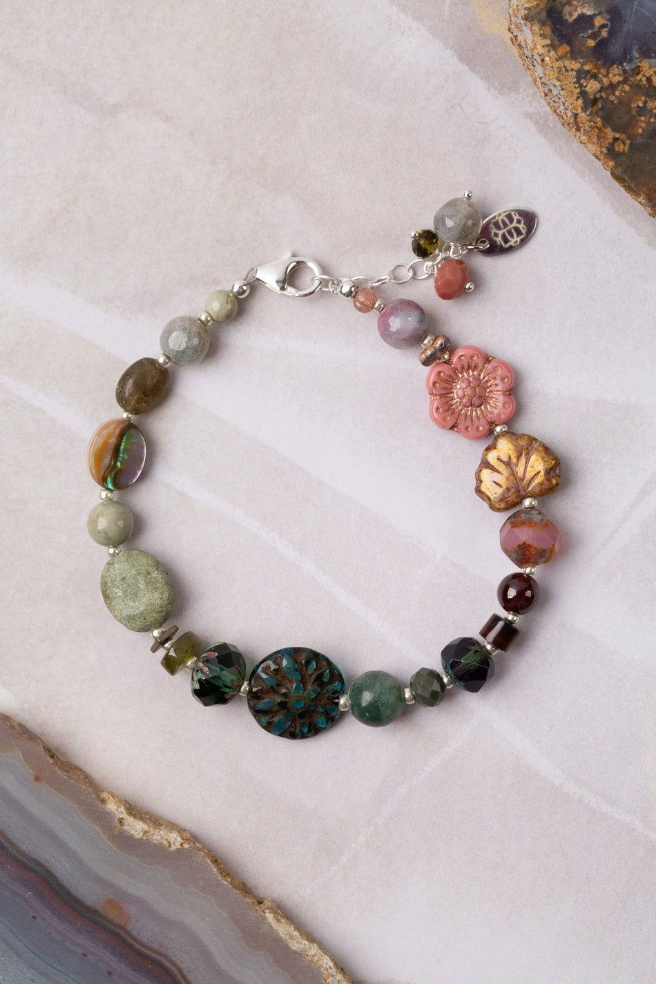 Promise Bracelet Czech Glass, Rainbow Jasper + Labradorite