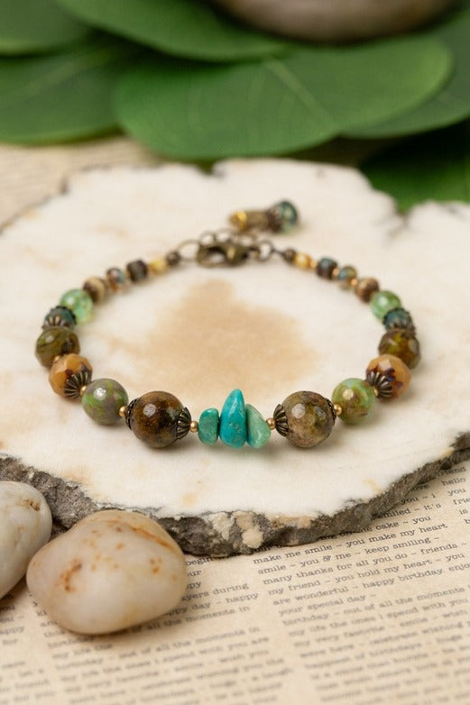 Rustic Creek Turquoise + Jasper Bracelet