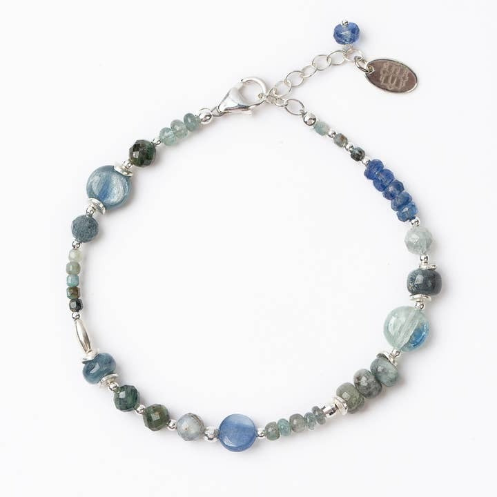 Ripple 7.5-8.5" Kyanite Green Moss, Gold Simple Bracelet