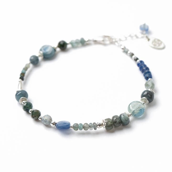 Ripple 7.5-8.5" Kyanite Green Moss, Gold Simple Bracelet