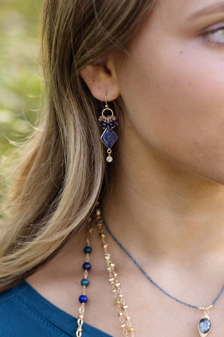 Starry Night Cluster Lapis Earrings