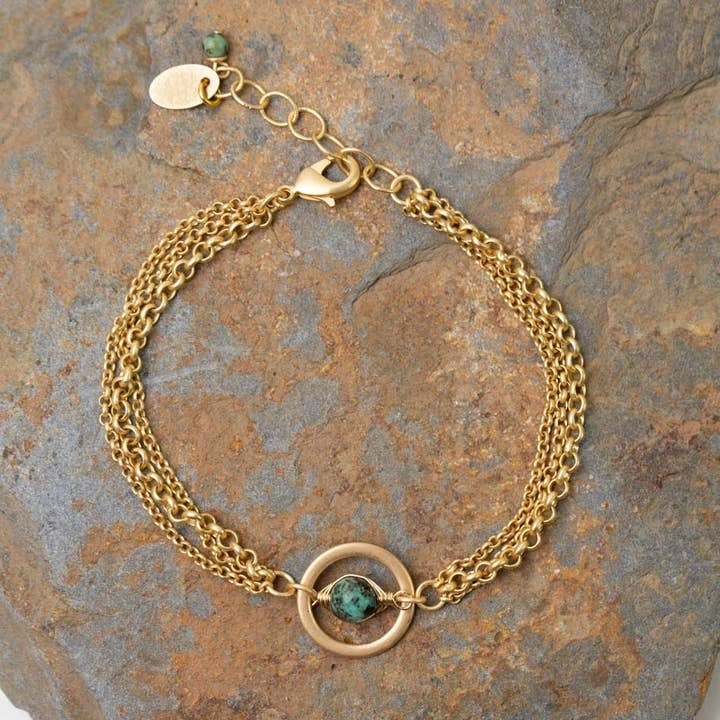 Tranquil Gardens Focal Bracelet Matte Gold + Turquoise