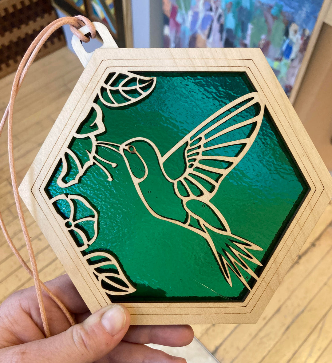 Suncatcher Hummingbird with Emerald Green Glass