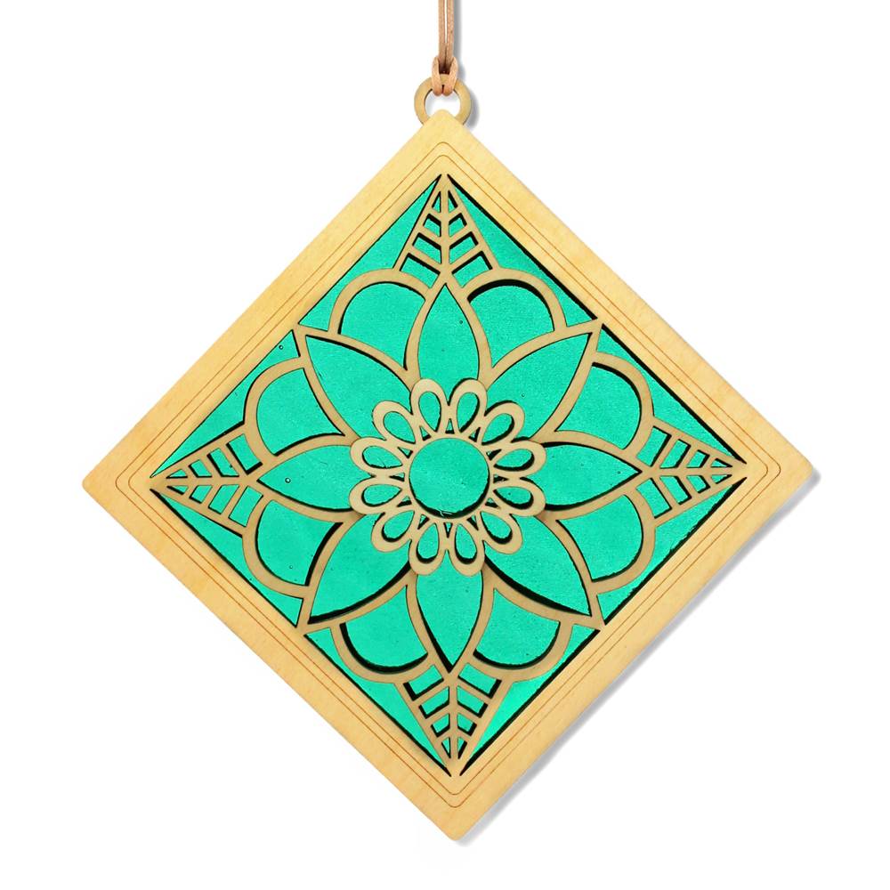 Suncatcher Mandala Bloom With Cobal Swirl Glass