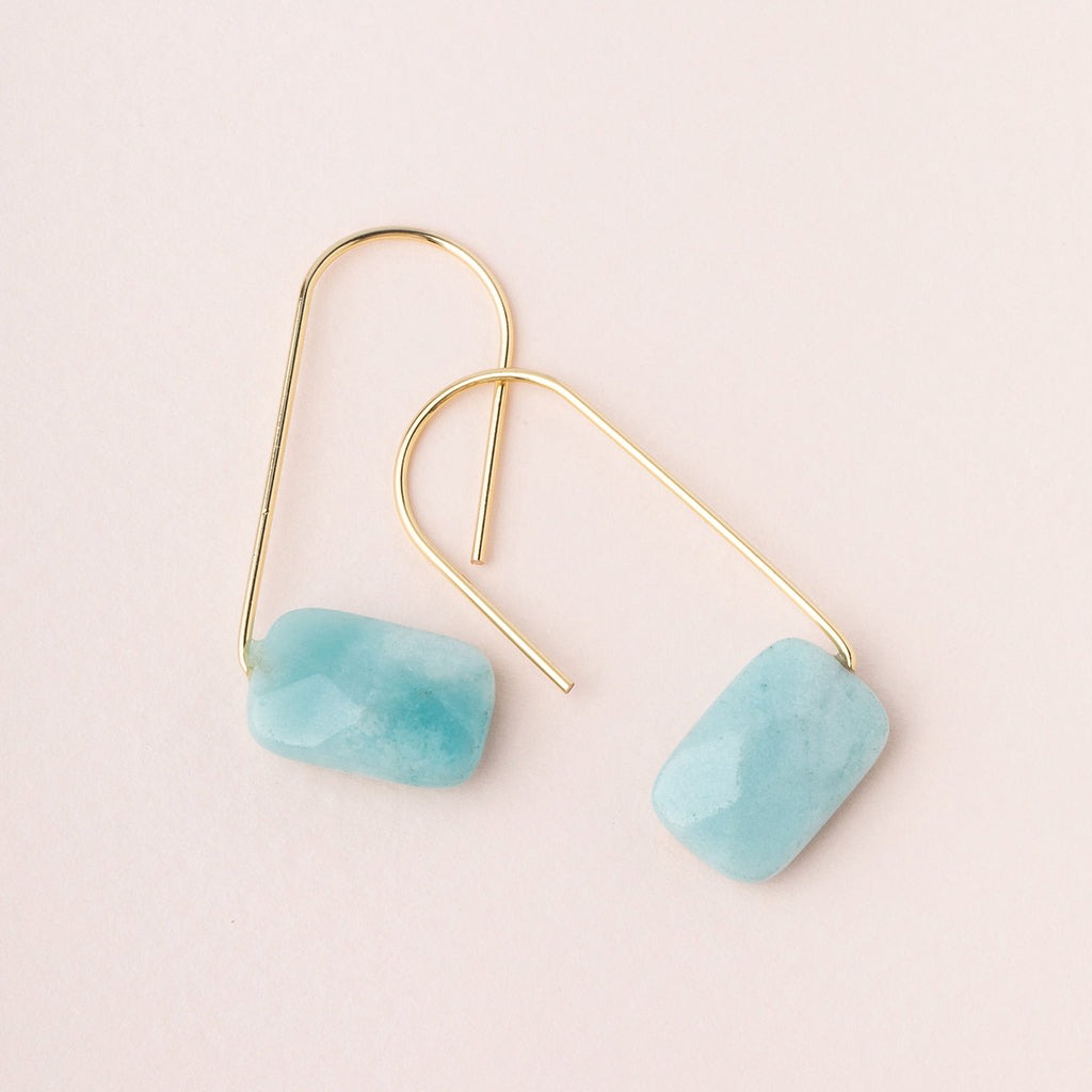 Floating Stone Earrings Amazonite Gold