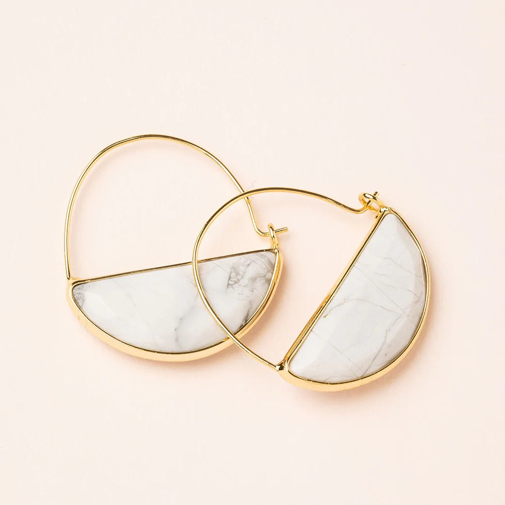 Stone Prism Hoops Howlite Gold