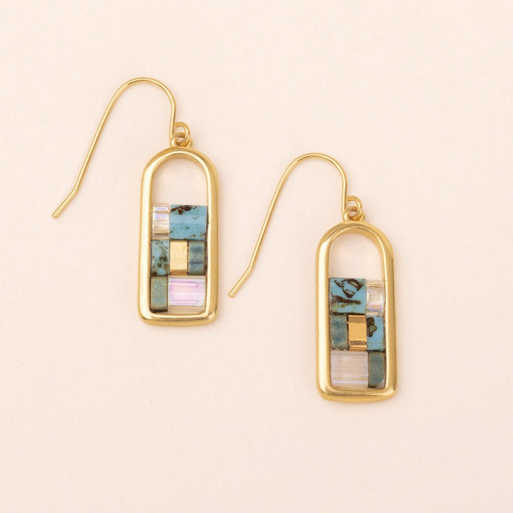 Good Karma Frame Earrings Turquoise + Gold