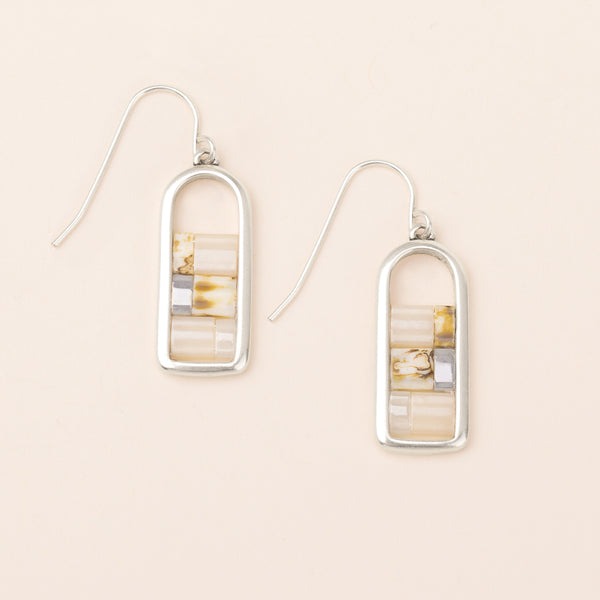 Good Karma Miyuki Frame Earrings Ivory Silver