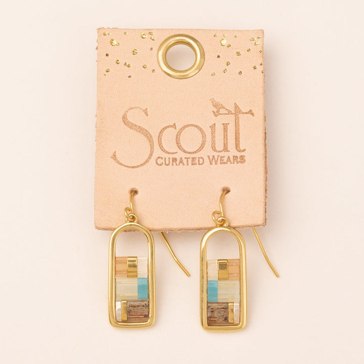 Good Karma Frame Earrings Mint, Peach + Gold