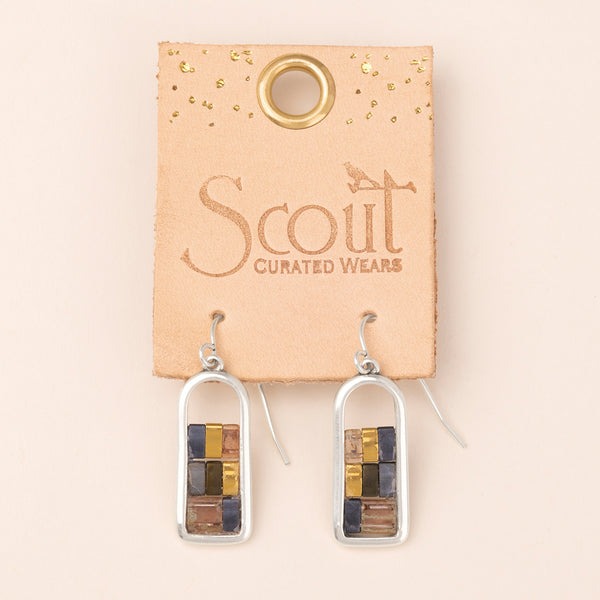 Good Karma Frame Earrings Gunmetal + Silver